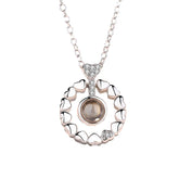 Valentine's Day Gift Round Heart with Zircon Silver Necklace for Women